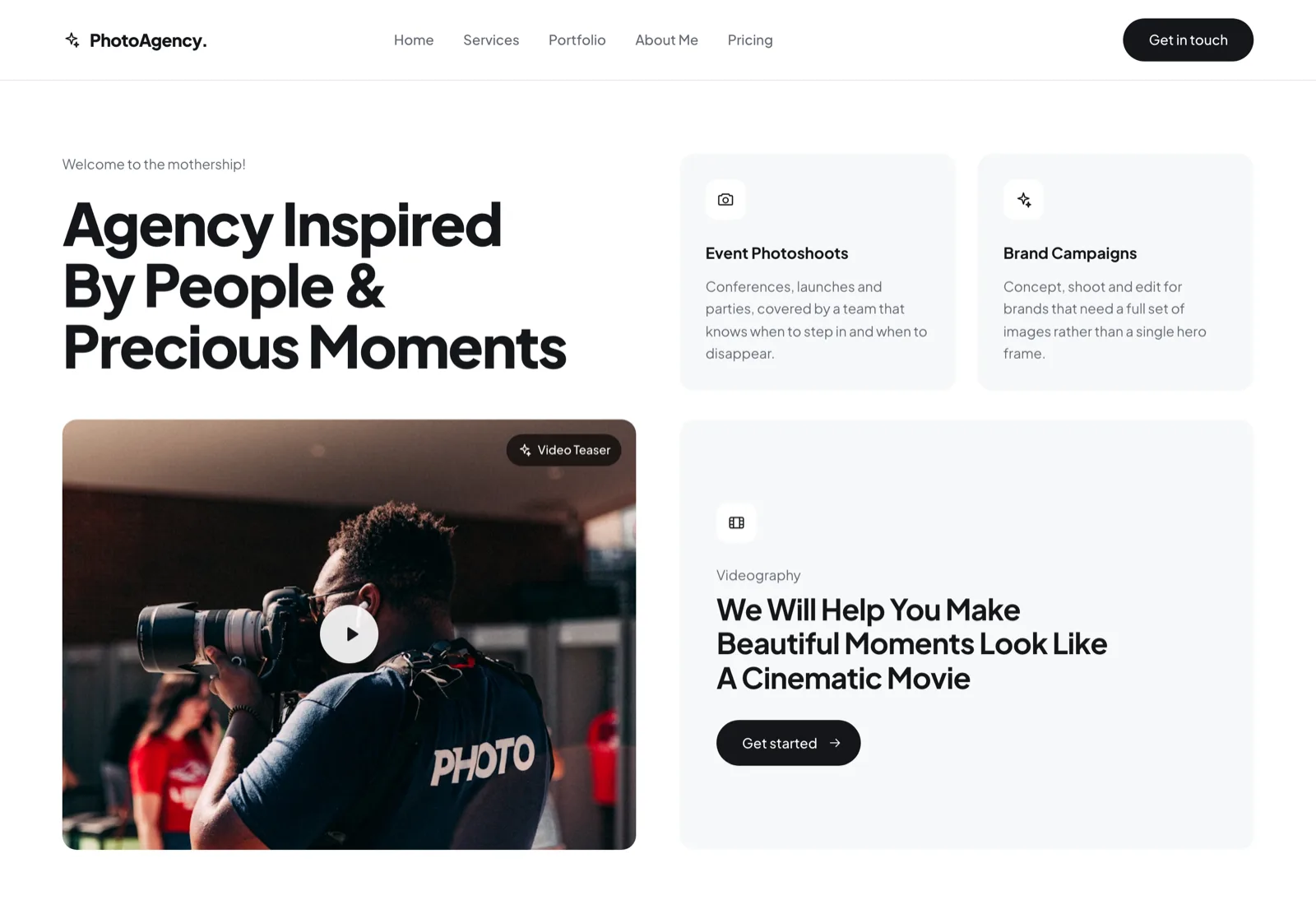 PhotoAgency. Studio & agency photography website demo
