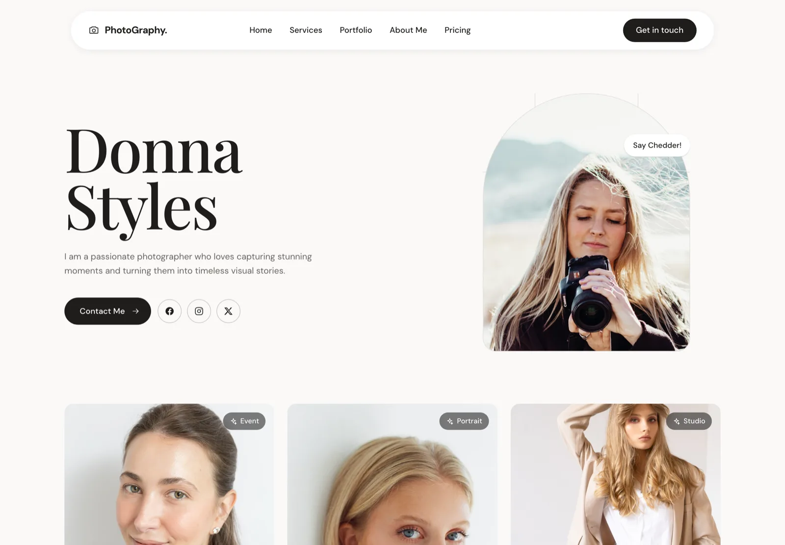 Donna Styles Portrait & event photography website demo