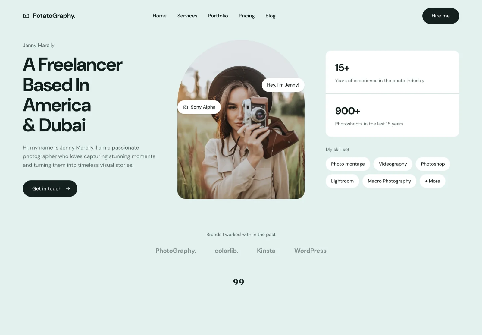 PotatoGraphy. Solo freelancer photography website demo