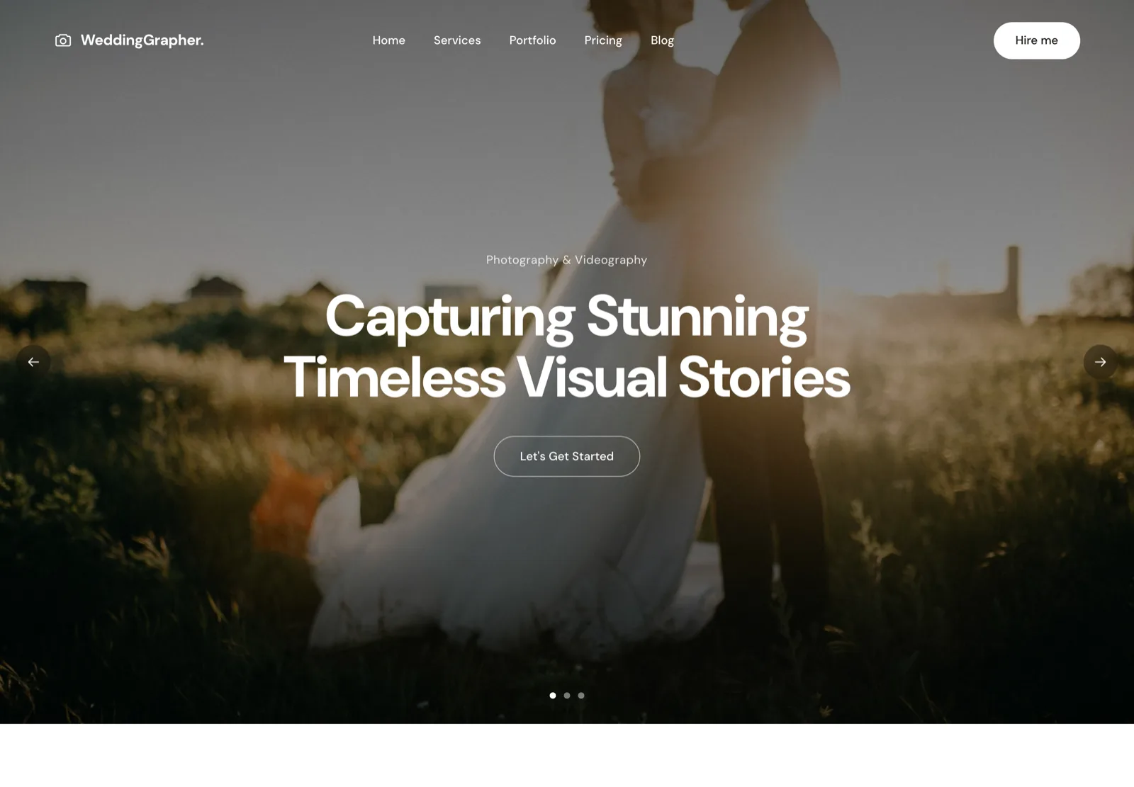 WeddingGrapher. Wedding photography website demo