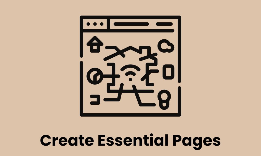 create essential photography website pages (home page, about, portfolio, contact, etc.)