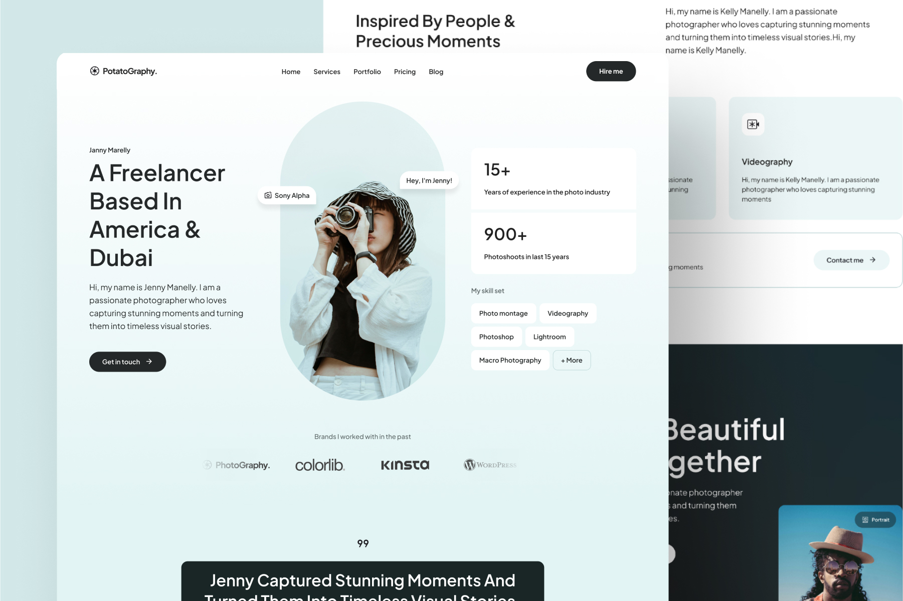 Solo photographer website design example