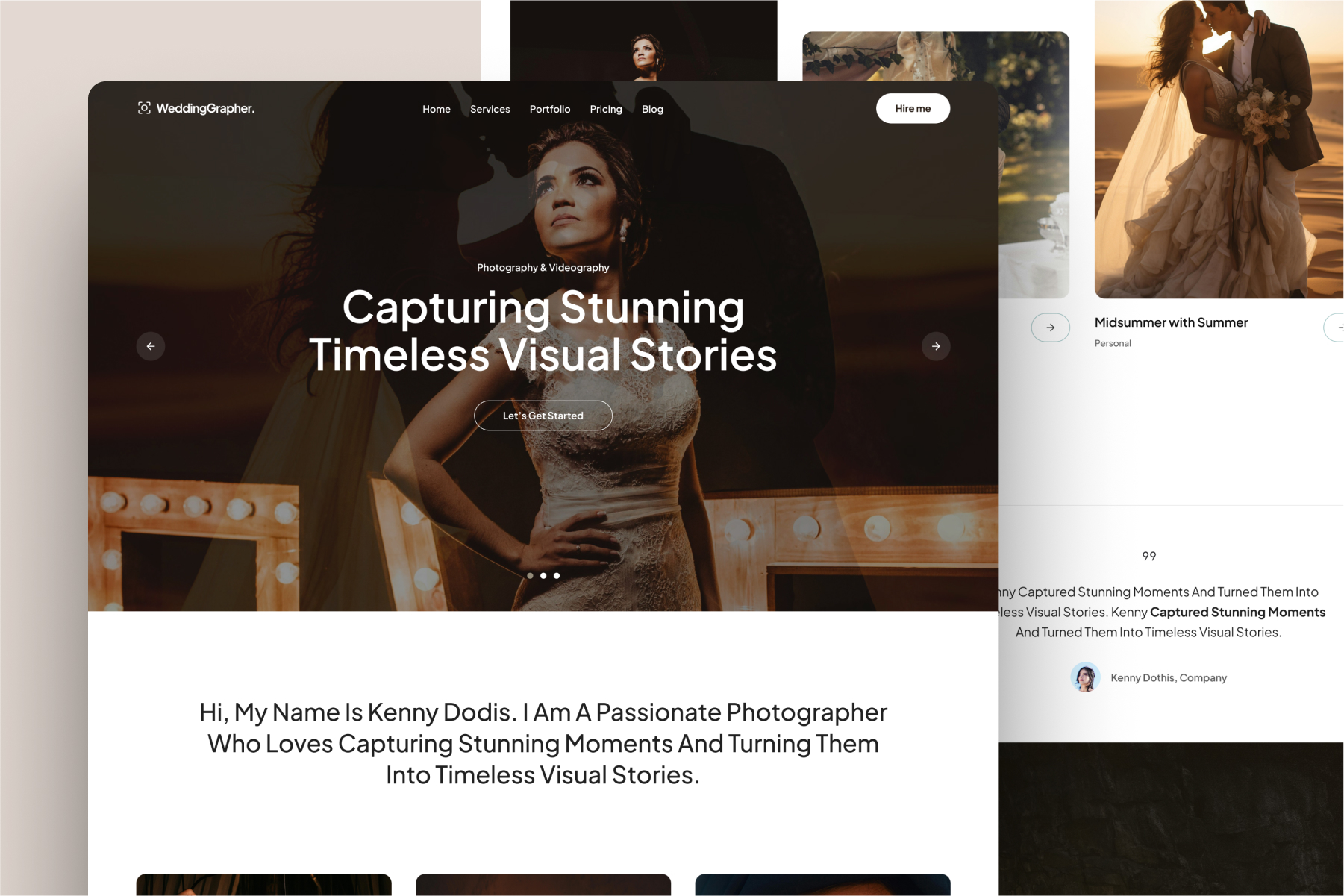 Wedding photography website design example