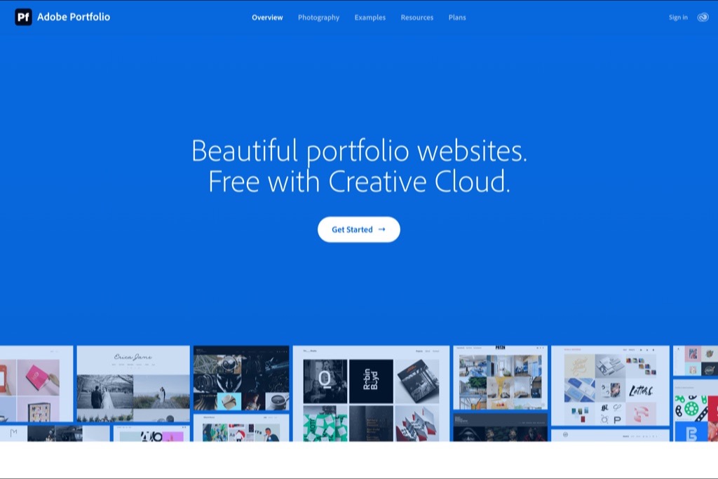 Adobe Portfolio free website builder for photographers