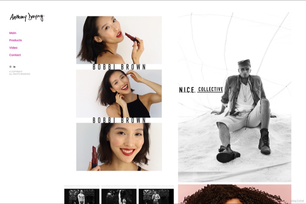 Anthony Deeying fashion photographer website homepage