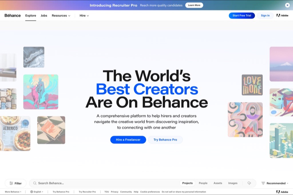 Behance free website builder for photographers