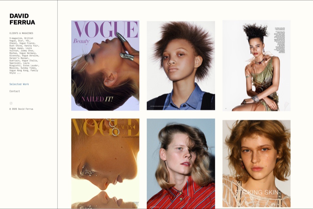 David Ferrua fashion photographer website homepage