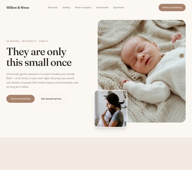 Newborn and family photographer website design