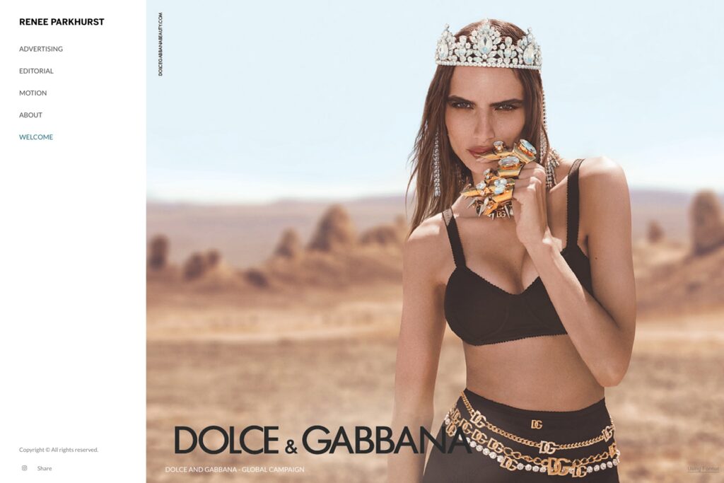Fashion photographer website design examples