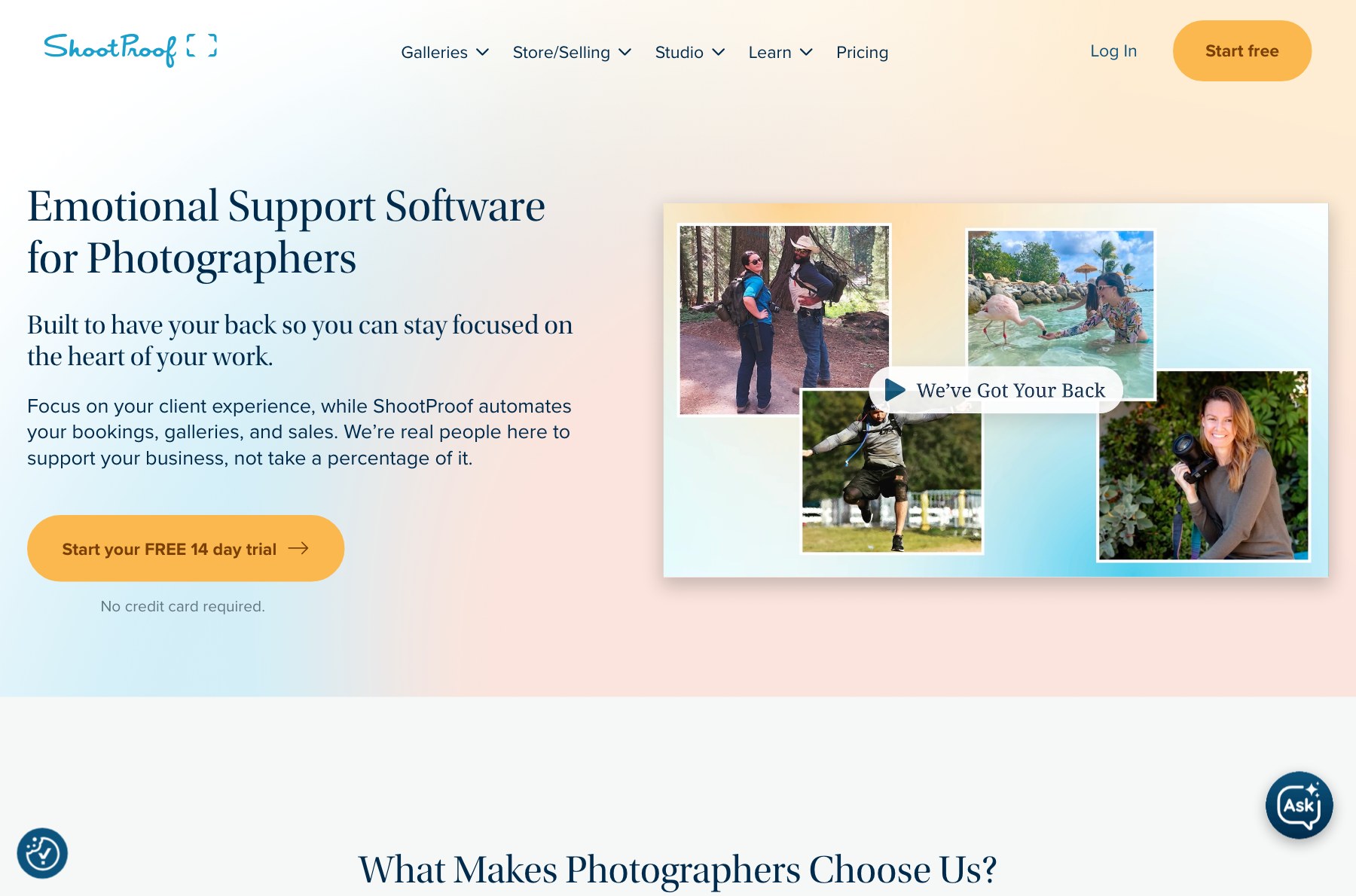 ShootProof homepage - photography business software