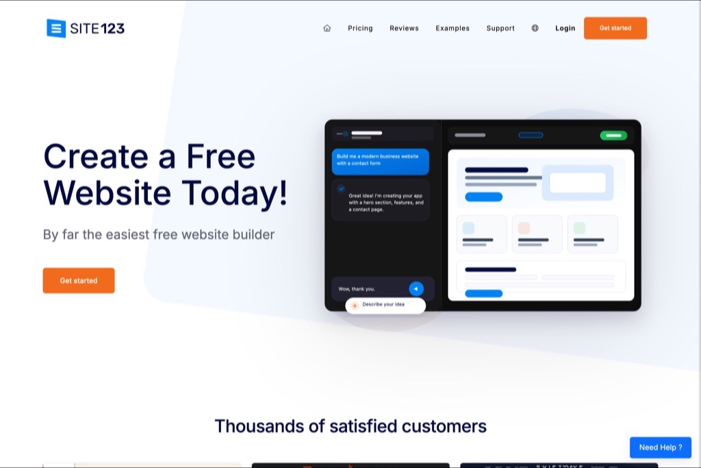 SITE123 free website builder for photographers