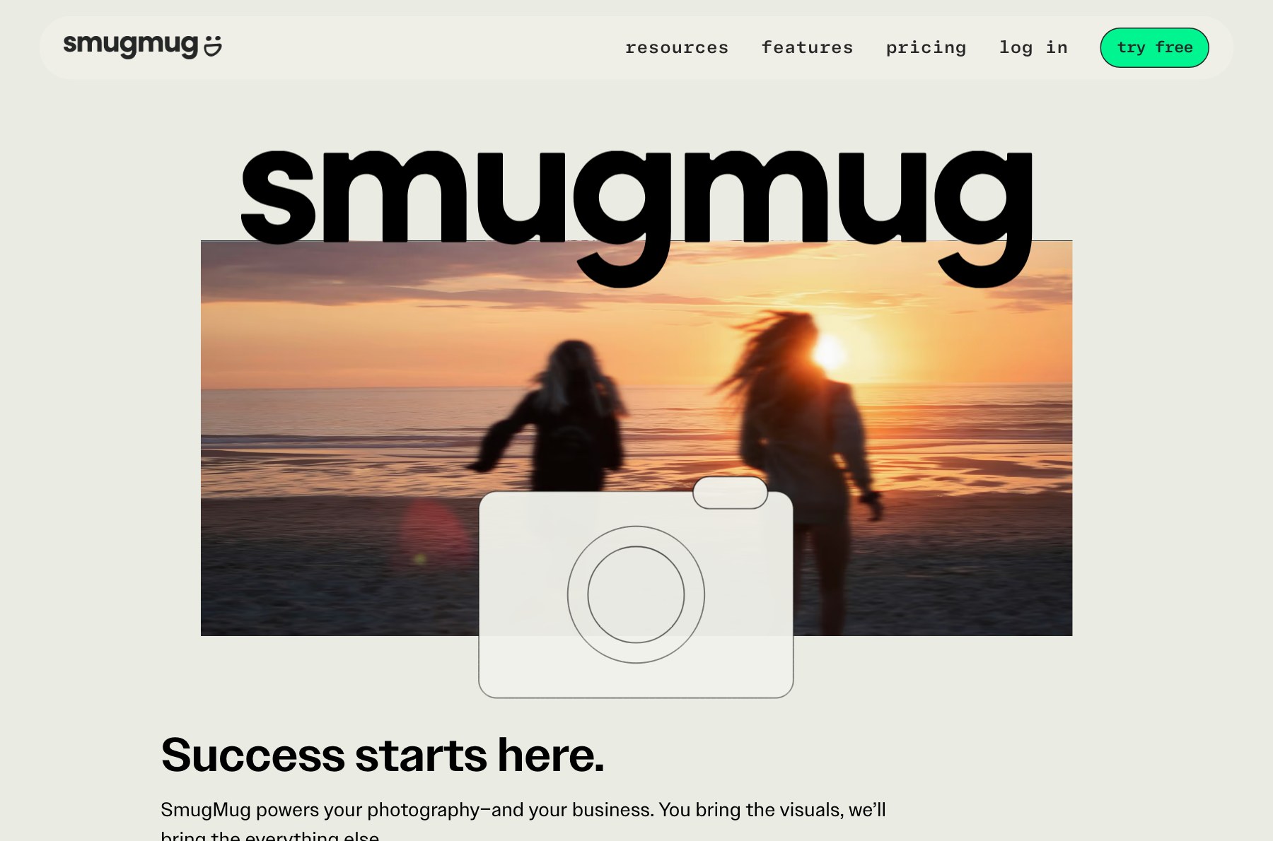 SmugMug homepage for photographers