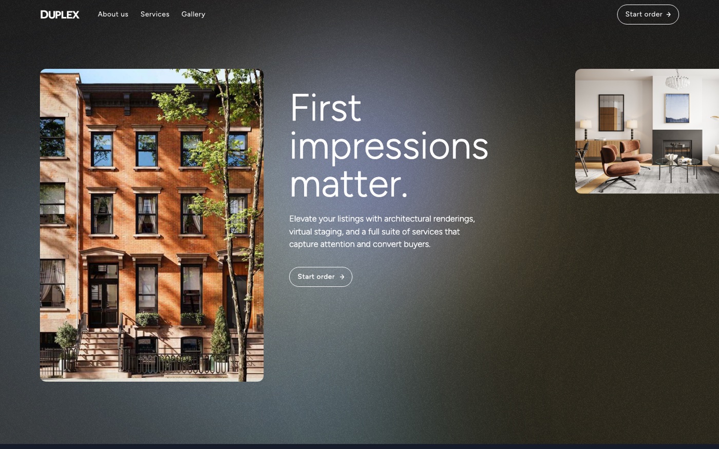Duplex Imaging real estate photography website homepage
